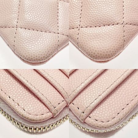  CHANEL シャネル マトラッセ ピンク コインケース 小銭入れ キャビアスキン レディース ゴールド金具