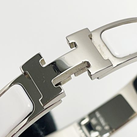  HERMES エルメス エナメルブレスレット ファン □Q刻印 H700001F ホワイト クリック H レディース アクセサリー シルバー金具