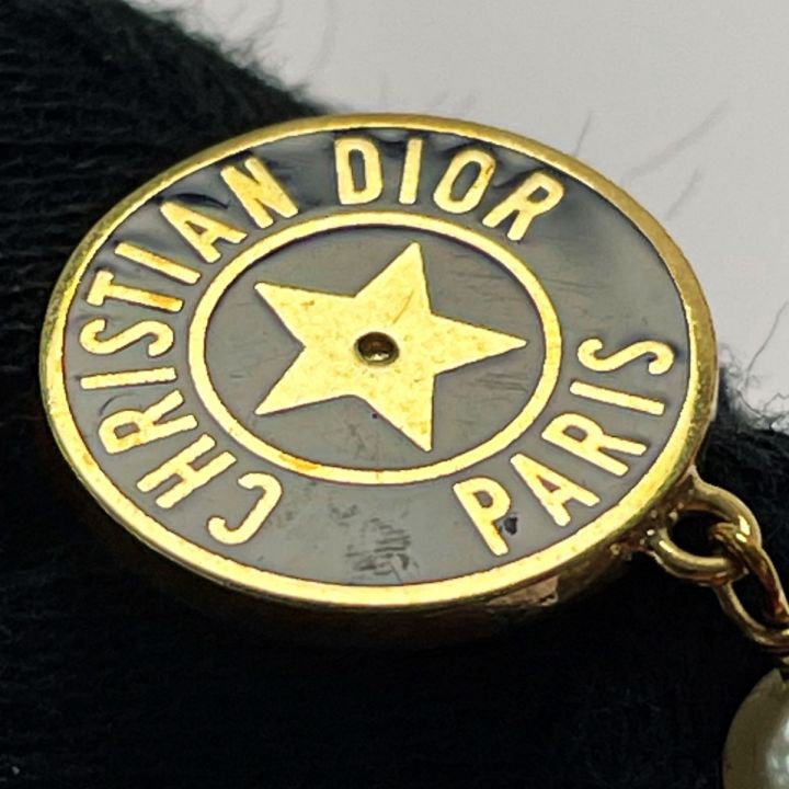 Christian Dior クリスチャンディオール ピアス E1967 ゴールド×ネイビー メッキ スター メダリオン レディース  アクセサリー｜中古｜なんでもリサイクルビッグバン