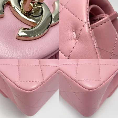  CHANEL シャネル マトラッセ Wフラップ チェーンショルダーバッグ ピンク ラムスキン ゴールド金具