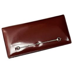 ☆☆ GUCCI グッチ ホースビット 035･2888 ブラウン 2つ折り長財布 パテントレザー レディース シルバー金具 Bランク