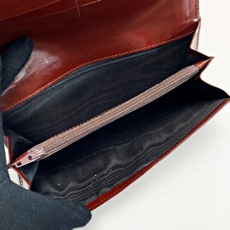  GUCCI グッチ ホースビット 035･2888 ブラウン 2つ折り長財布 パテントレザー レディース シルバー金具