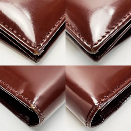  GUCCI グッチ ホースビット 035･2888 ブラウン 2つ折り長財布 パテントレザー レディース シルバー金具