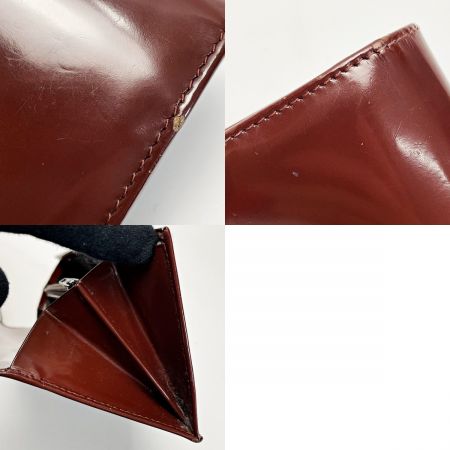  GUCCI グッチ ホースビット 035･2888 ブラウン 2つ折り長財布 パテントレザー レディース シルバー金具