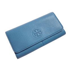 ☆☆ TORY BURCH トリーバーチ BOMBE ENVELOPE CONTINENTAL 長財布 50654 ブルー レザー Aランク