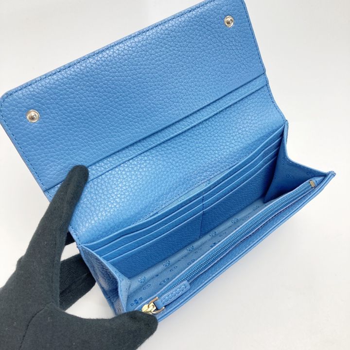 TORY BURCH トリーバーチ BOMBE ENVELOPE CONTINENTAL 長財布 50654 1018 ブルー  レザー｜中古｜なんでもリサイクルビッグバン