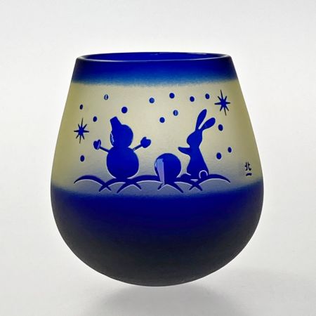  Kitaichi Glass.co.,ltd, 北一硝子 ゆらゆらグラス 月見うさぎ 2個セット 木箱付き スインググラス