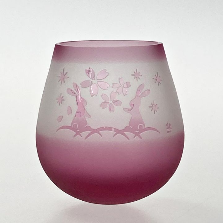 Kitaichi Glass.co.,ltd, 北一硝子 ゆらゆらグラス 月見うさぎ 2個セット 木箱付き スインググラス ｜中古｜なんでもリサイクルビッグバン