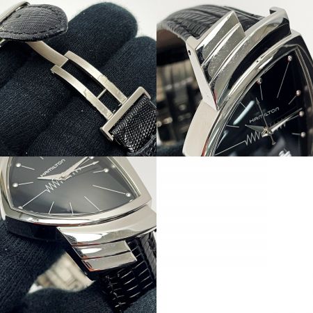  HAMILTON ハミルトン ベンチュラ H244112 ブラック クォーツ レザー メンズ 腕時計 箱・取説・ギャランティカード有