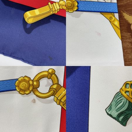  HERMES エルメス カレ90 Memoire d’Hermes エルメスの思い出 シルクスカーフ ブルー シルク100％