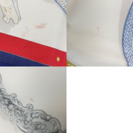  HERMES エルメス カレ90 Memoire d’Hermes エルメスの思い出 シルクスカーフ ブルー シルク100％