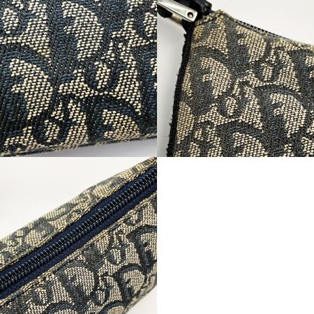  Christian Dior クリスチャンディオール トロッター FZ0042 ネイビー アクセサリーポーチ レディース シルバー金具