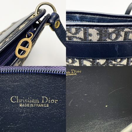  Christian Dior クリスチャンディオール トロッター ネイビー×グレー ショルダーバッグ レディース ゴールド金具