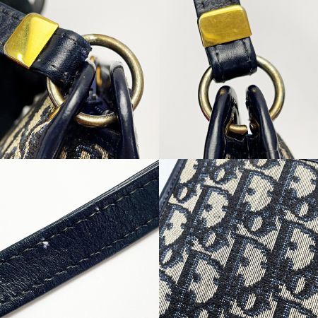  Christian Dior クリスチャンディオール トロッター ネイビー×グレー ショルダーバッグ レディース ゴールド金具