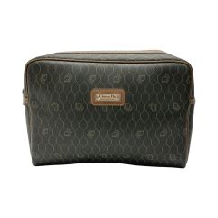  Christian Dior クリスチャンディオール ハニカム柄 クラッチバッグ ブラック系 セカンドバッグ ヴィンテージ Bランク