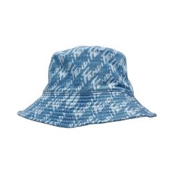 ☆☆ FENDI フェンディ デニム ロゴ 総柄 バケットハット インディゴ Lサイズ 帽子 Bランク