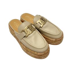 ☆☆ TODS トッズ Kate ケイト レザー プラットフォーム ミュール ベージュ サンダル SIZE39 Bランク