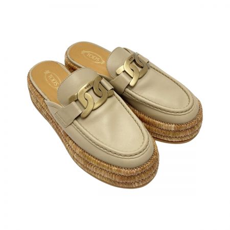  TODS トッズ Kate ケイト レザー プラットフォーム ミュール ベージュ サンダル SIZE39