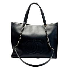 CHANEL シャネル ココマーク ブラック チェーントートバッグ カーフスキン レディース ゴールド金具 Bランク