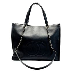 ☆☆ CHANEL シャネル ココマーク ブラック チェーントートバッグ カーフスキン レディース ゴールド金具 Bランク