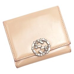☆☆ GUCCI グッチ スパークリング ミニフレンチフラップウォレット 369688 ベージュ Wホック財布 レディース  Cランク