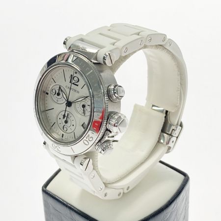  Cartier カルティエ パシャ シータイマー クロノグラフ W3140005 ホワイト クォーツ メンズ 腕時計