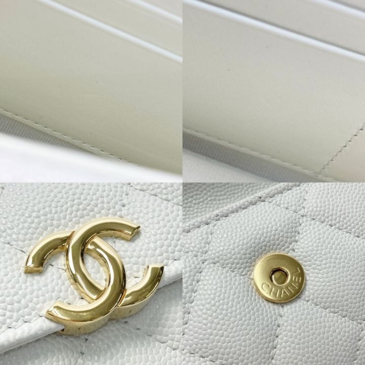 中古】 CHANEL シャネル ココマーク マトラッセ チェーンウォレット ホワイト 財布 キャビアスキン ゴールド金具｜総合リサイクルショップ  なんでもリサイクルビッグバン オンラインストア