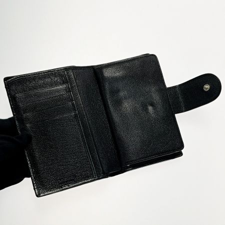  BVLGARI ブルガリ 2つ折り財布 ブラック ユニセックス レザー シルバー金具