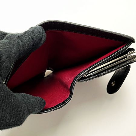  BVLGARI ブルガリ 2つ折り財布 ブラック ユニセックス レザー シルバー金具