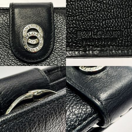  BVLGARI ブルガリ 2つ折り財布 ブラック ユニセックス レザー シルバー金具