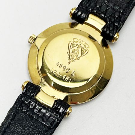  GUCCI グッチ クォーツ 4500L レザー ステンレススチール 黒文字盤 レディース 腕時計