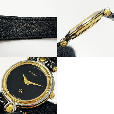  GUCCI グッチ クォーツ 4500L レザー ステンレススチール 黒文字盤 レディース 腕時計