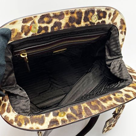  PRADA プラダ Cavallino Bauletto Bag レオパード ショルダーバッグ レディース ゴールド金具