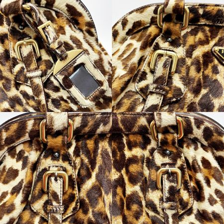  PRADA プラダ Cavallino Bauletto Bag レオパード ショルダーバッグ レディース ゴールド金具