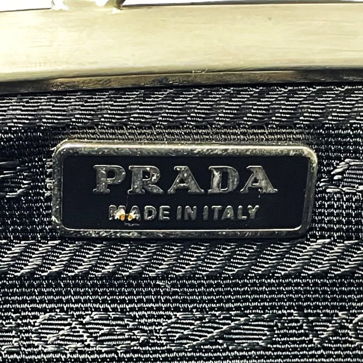 PRADA プラダ がま口財布 1M0923 ブラック レディース シルバー金具
