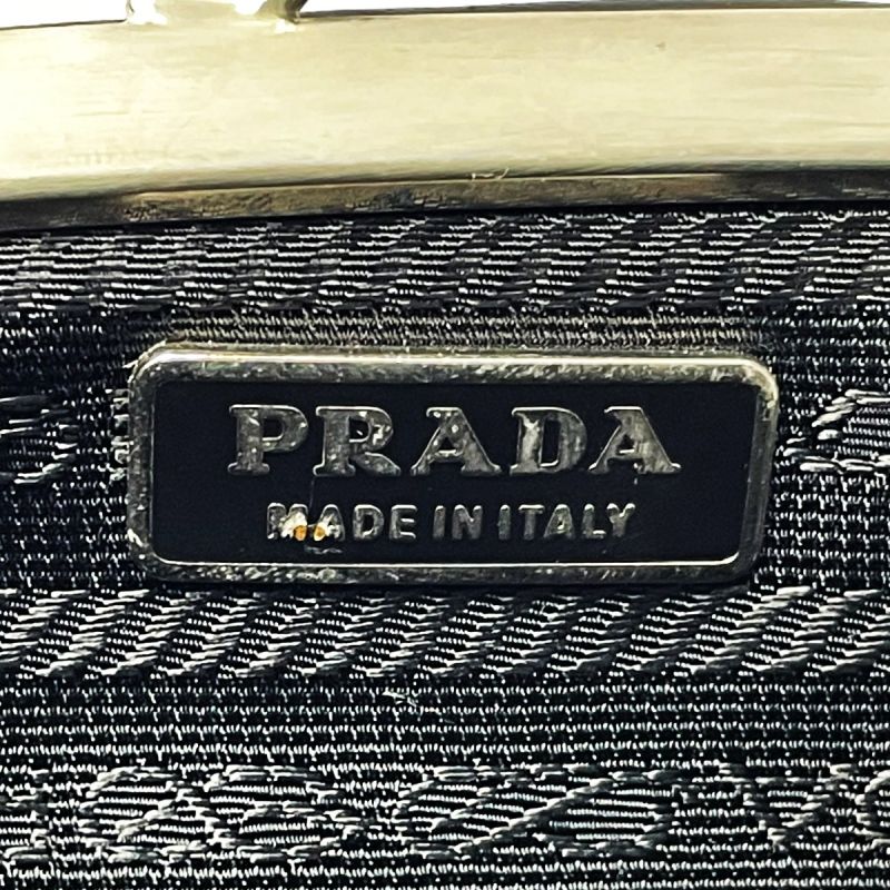 中古】 PRADA プラダ がま口財布 1M0923 ブラック レディース シルバー