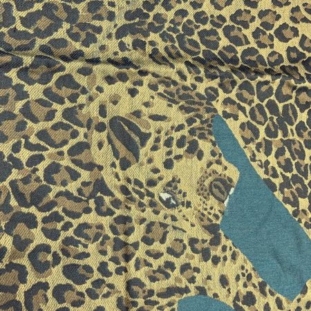  Yves Saint Laurent イブサンローラン レオパード柄 ウール60％/シルク40 ％ ダークグリーン 大判スカーフ