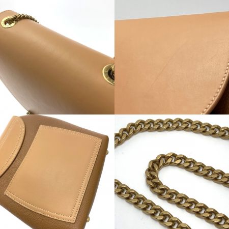  POLE'NE チェーンショルダーバッグ Numero un mini カーフレザー ブラウン