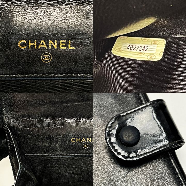 CHANEL シャネル 2つ折り財布 ブラック ココマーク エナメル レディース ゴールド金具｜中古｜なんでもリサイクルビッグバン