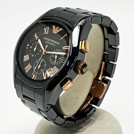  EMPORIO ARMANI エンポリオアルマーニ CERAMICA AR-1410 ブラック クロノグラフ クォーツ メンズ 腕時計