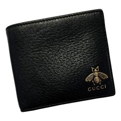 ☆☆ GUCCI グッチ アニマリエ ビー 522915 ブラック 2つ折り財布 メンズ ゴールド金具 Bランク