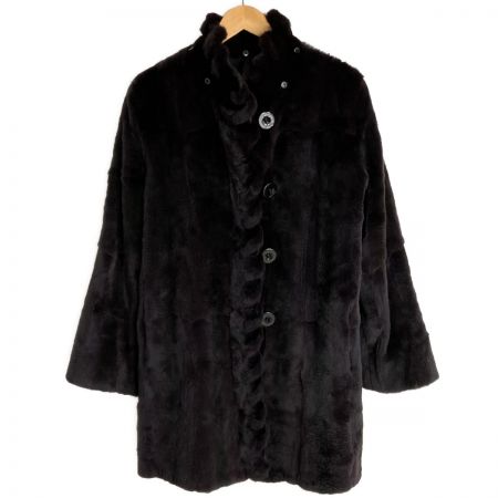  balmain バルマン ミンク コート 毛皮 サイズ L レディース SW075-85HG ブラック×パープル