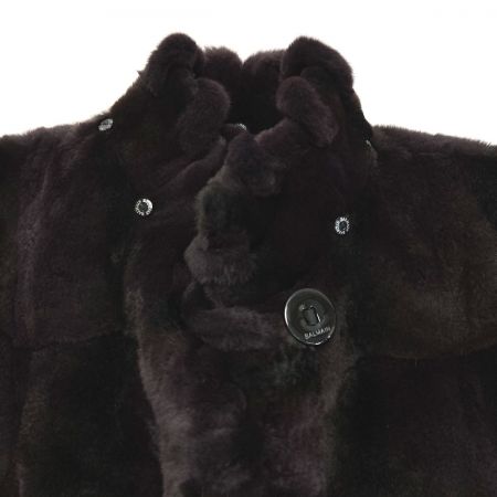  balmain バルマン ミンク コート 毛皮 サイズ L レディース SW075-85HG ブラック×パープル