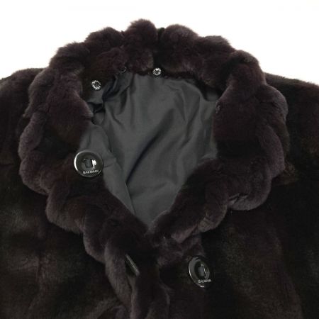  balmain バルマン ミンク コート 毛皮 サイズ L レディース SW075-85HG ブラック×パープル