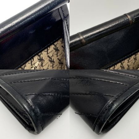  Yves Saint Laurent イブサンローラン キルティング Vステッチ クラッチバッグ ブラック レザー ヴィンテージ