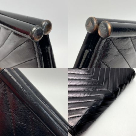  Yves Saint Laurent イブサンローラン キルティング Vステッチ クラッチバッグ ブラック レザー ヴィンテージ