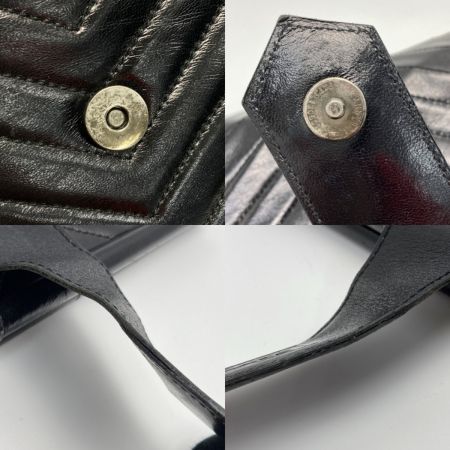  Yves Saint Laurent イブサンローラン キルティング Vステッチ クラッチバッグ ブラック レザー ヴィンテージ