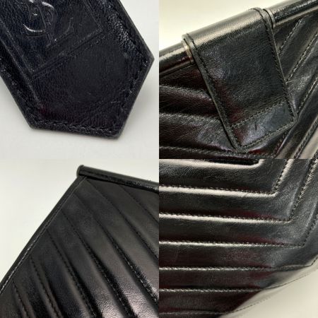  Yves Saint Laurent イブサンローラン キルティング Vステッチ クラッチバッグ ブラック レザー ヴィンテージ