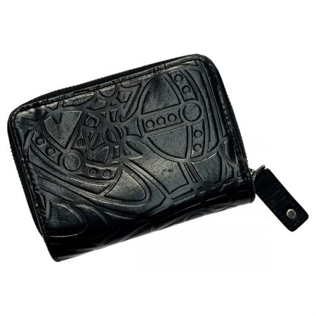  Vivienne Westwood ヴィヴィアン・ウエストウッド エンボスオールオーバーオーブパターン ブラック 2つ折り財布 レザー レディース