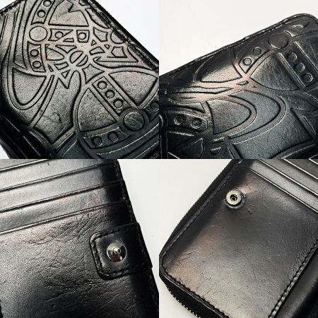  Vivienne Westwood ヴィヴィアン・ウエストウッド エンボスオールオーバーオーブパターン ブラック 2つ折り財布 レザー レディース